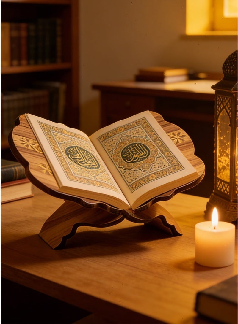 Quran Holder Stand - Premium Wooden Quran Display Holder with Intricate Details, Ideal Ramadan & Eid Gift for Islamic Worship & Reading - Image 1